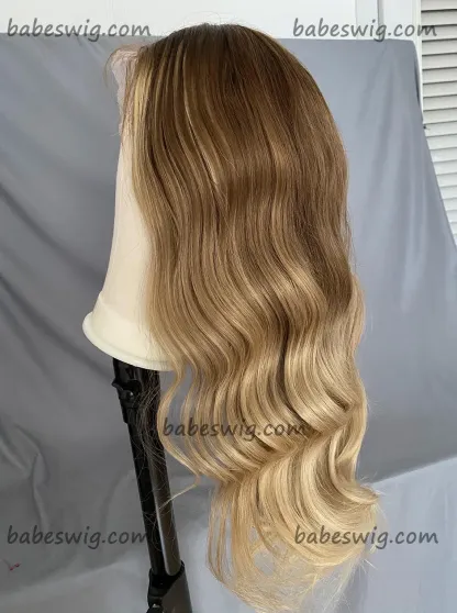 Caramel Balayage Wig Human Hair Silk Top Lace Front Wig-BabesWIG