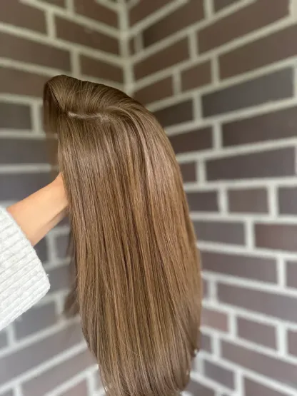 Straight Light brown Human Hair Topper Best Virgin Hair 9*9 cap Silk Base Toppers for Women