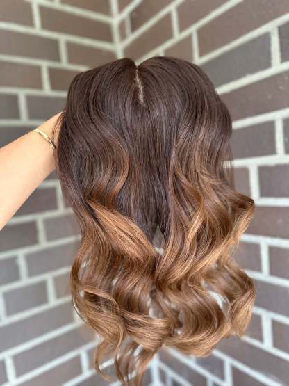 [Copy]Soft Wavy Ombre Hairpiece Human Hair Topper 9*9 Best Virgin Human Hair Topper for Women