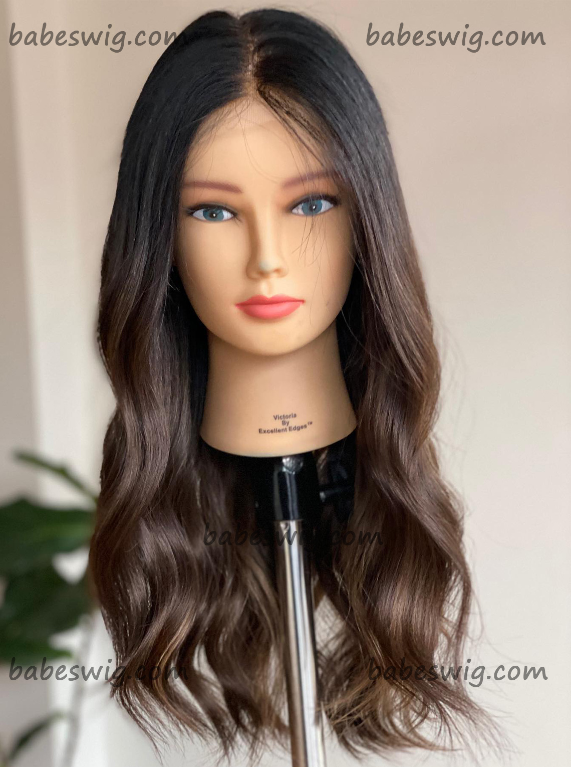 Ombre Brown Human Hair Lace Front Silk Top Glueless Wig-BabesWIG