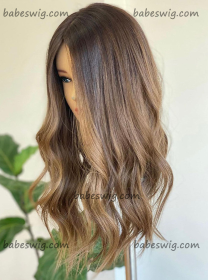 Caramel Blonde Real Human Hair Lace Front /Silk Base Wig US UK CA AU-BabesWIG