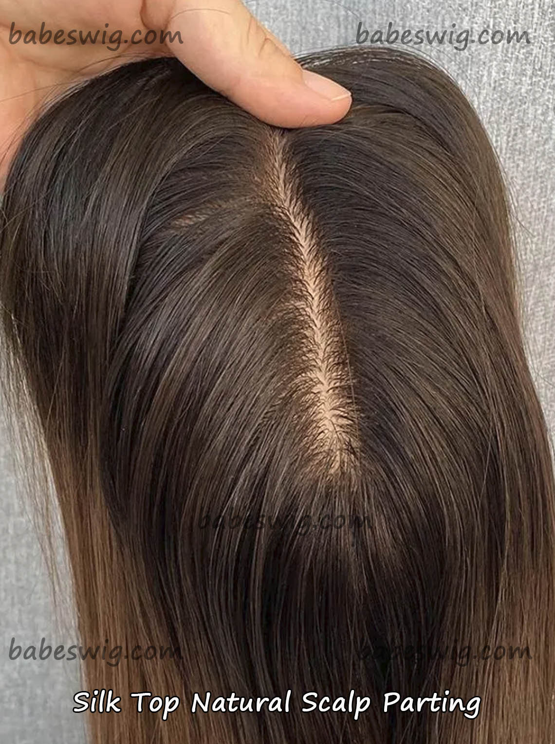 Ombre Brown Wig - Easy Wear and Go Human Hair Silk Top Lace Front Wig-BabesWIG