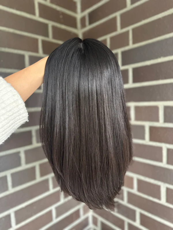 Natural Black Straight 9*9 Cap HUman Hair Silk Top Topper Hairpieces-BabesWIG