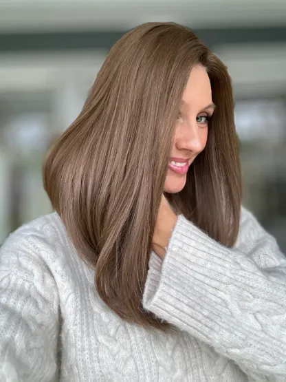 Straight Light brown Human Hair Topper Best Virgin Hair 9*9 cap Silk Base Toppers for Women