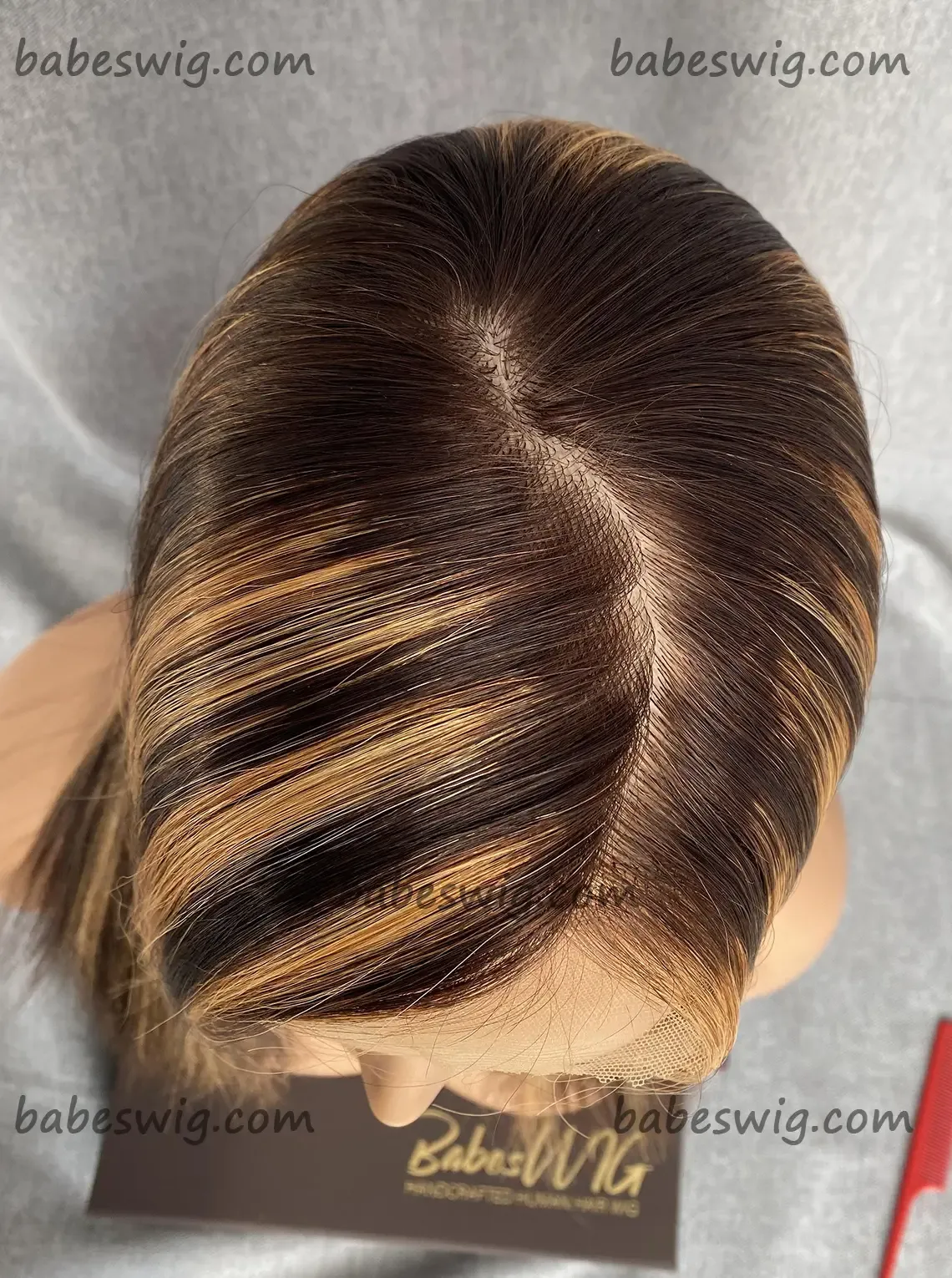 Human Hair Bob Cut Wigs Highlights C Part Silk Top Wigs-BabesWIG