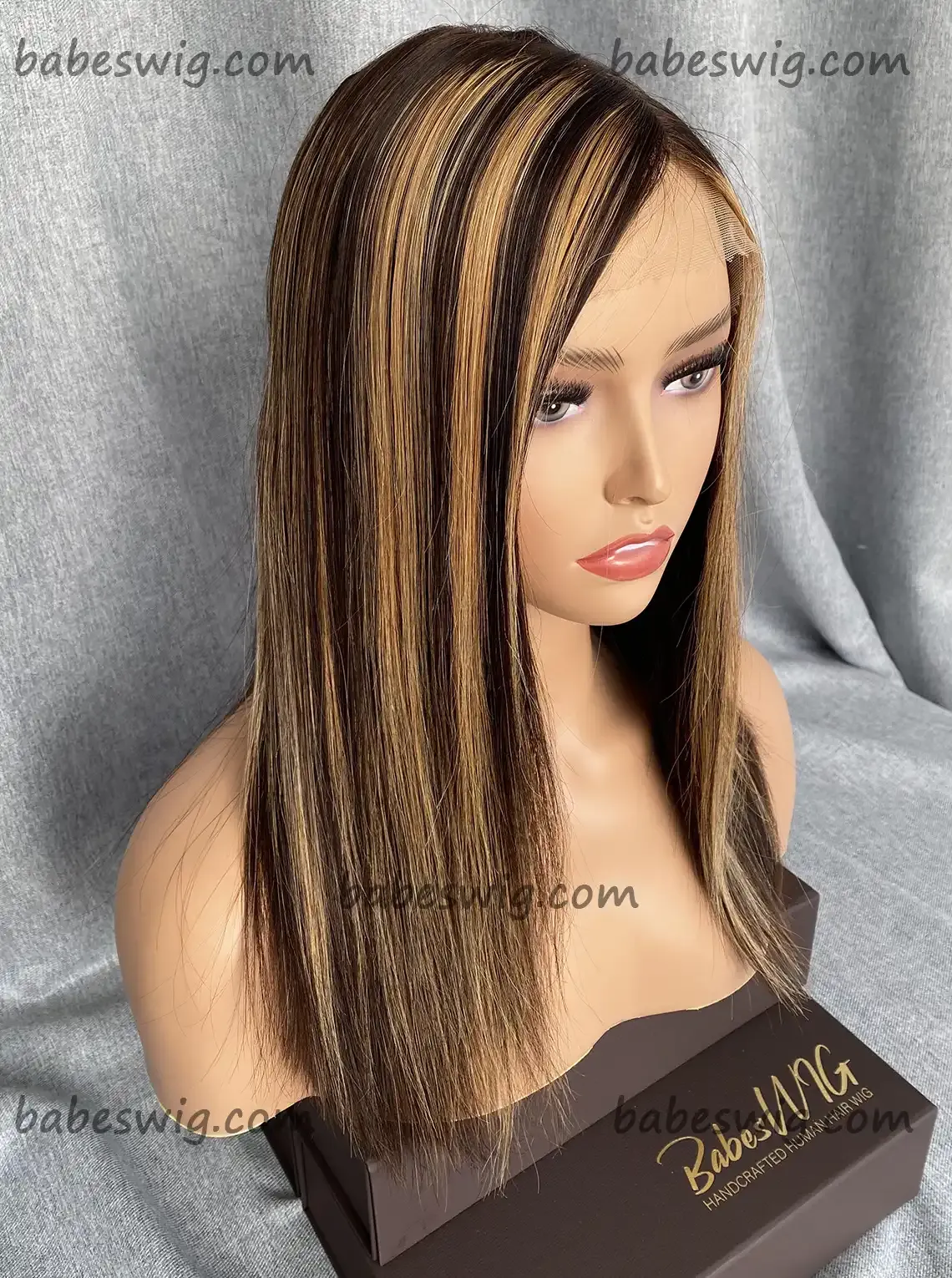 Human Hair Bob Cut Wigs Highlights C Part Silk Top Wigs-BabesWIG