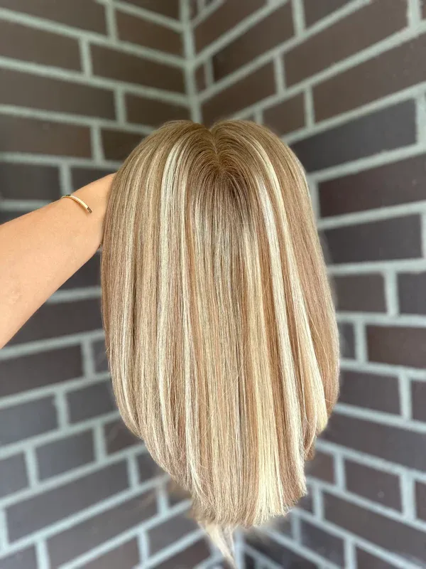 Best Straight Short Cut bob Topper Highlights Virgin Hair 9*9 Silk Base Human Hair Topper 