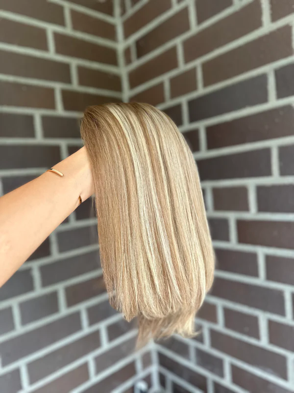 Best Straight Short Cut bob Topper Highlights Virgin Hair 9*9 Silk Base Human Hair Topper 