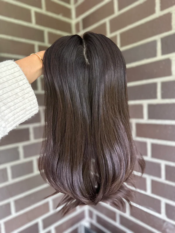  9*9 Silk Top Human Hair Topper Darkest Brown Straight Wavy Best Virgin Hair Silk Base Toppers for Women-BabesWIG