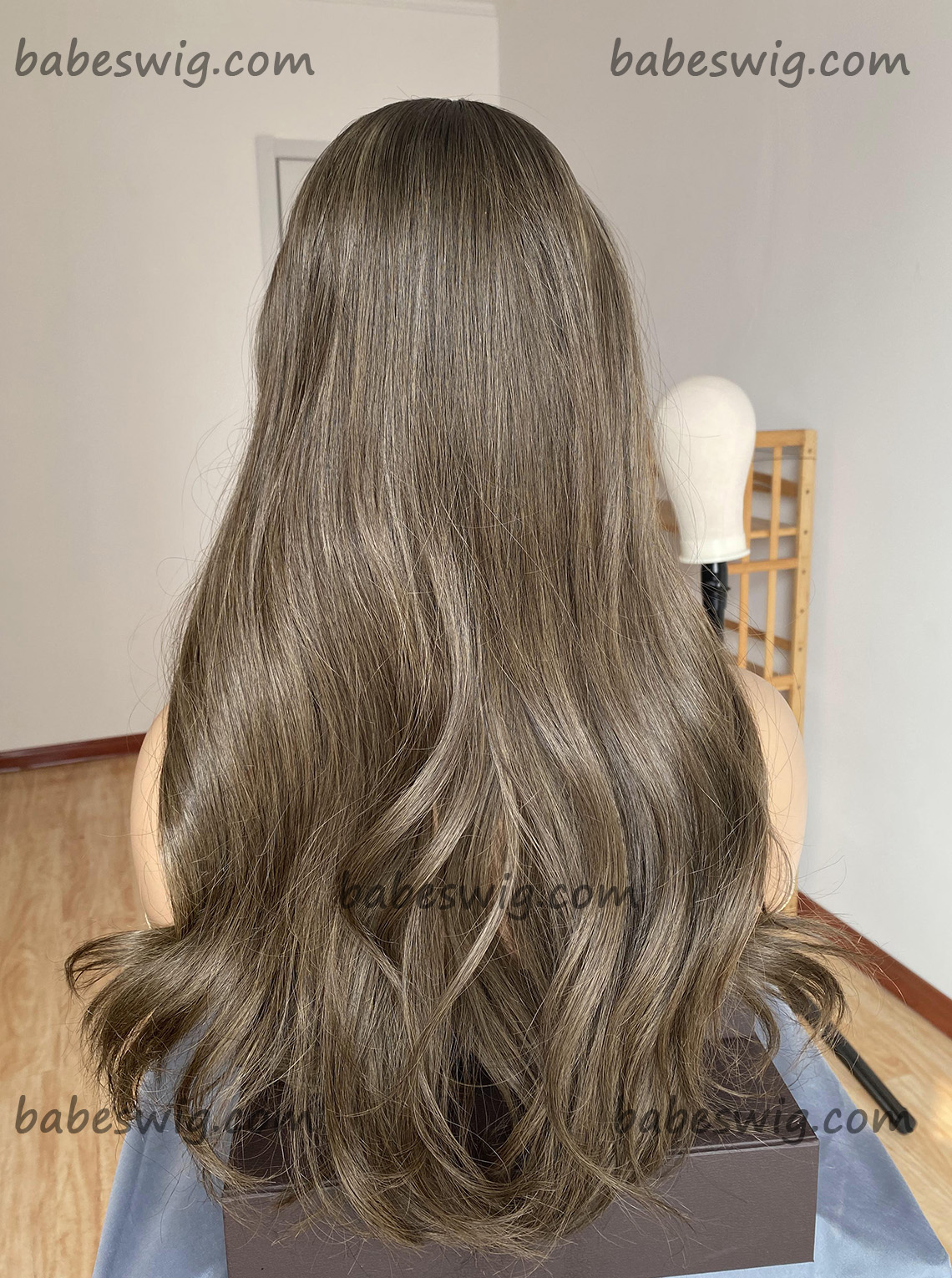 Light Ash Brown Human Hair Glueless Lace Front Wigs With Pre-plucked Natural Hairline-BabesWIG