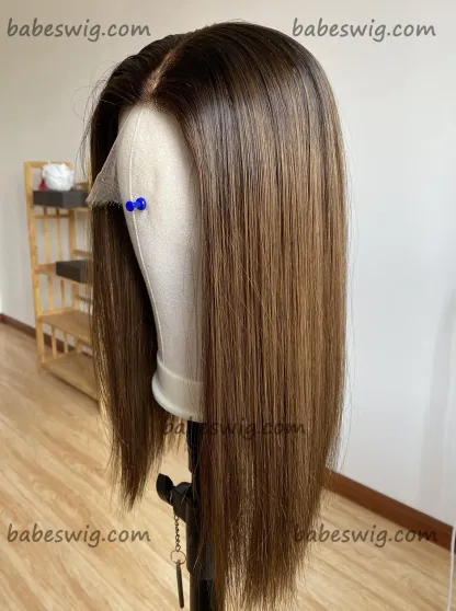 Light Brunette Brown Human Hair Glueless Lace Front Wig For Sale