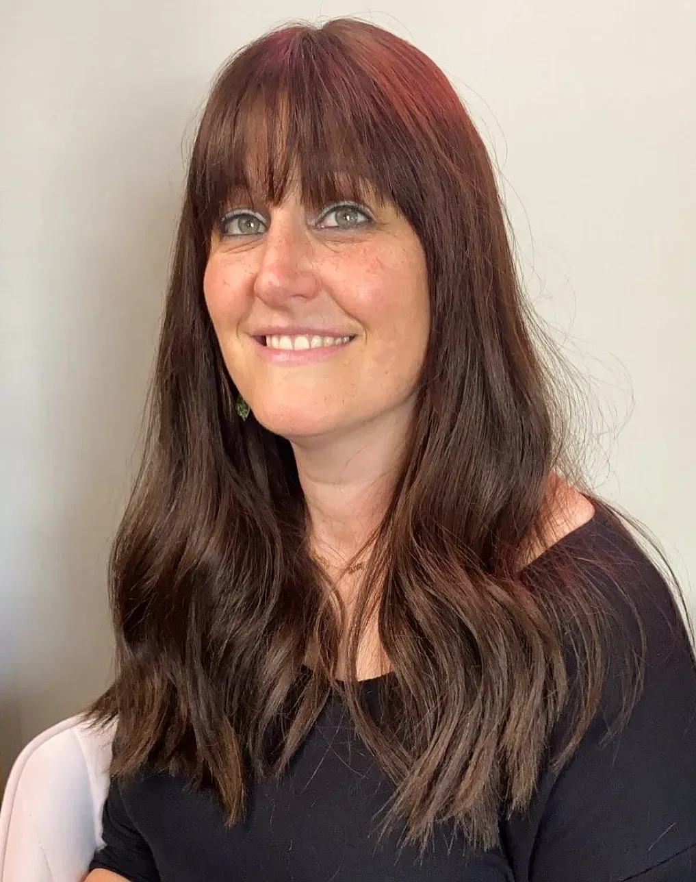 Brunette Brown Straight Human Hair Lace Front Wigs With Bangs