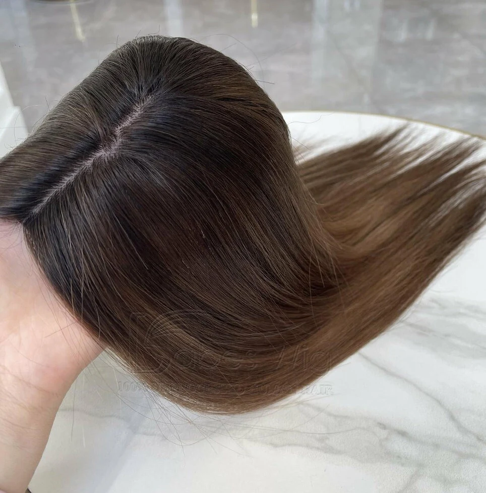 Ombre Color Human Hair Toppers for Women with Thinning Crown Hair Toupee Hairpieces 5x6"-BabesWIG