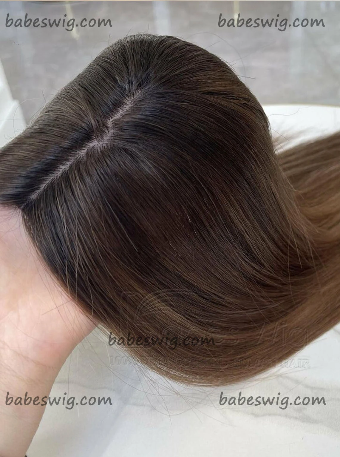 Ombre Color Human Hair Toppers for Women with Thinning Crown Hair Toupee Hairpieces 5x6"-BabesWIG