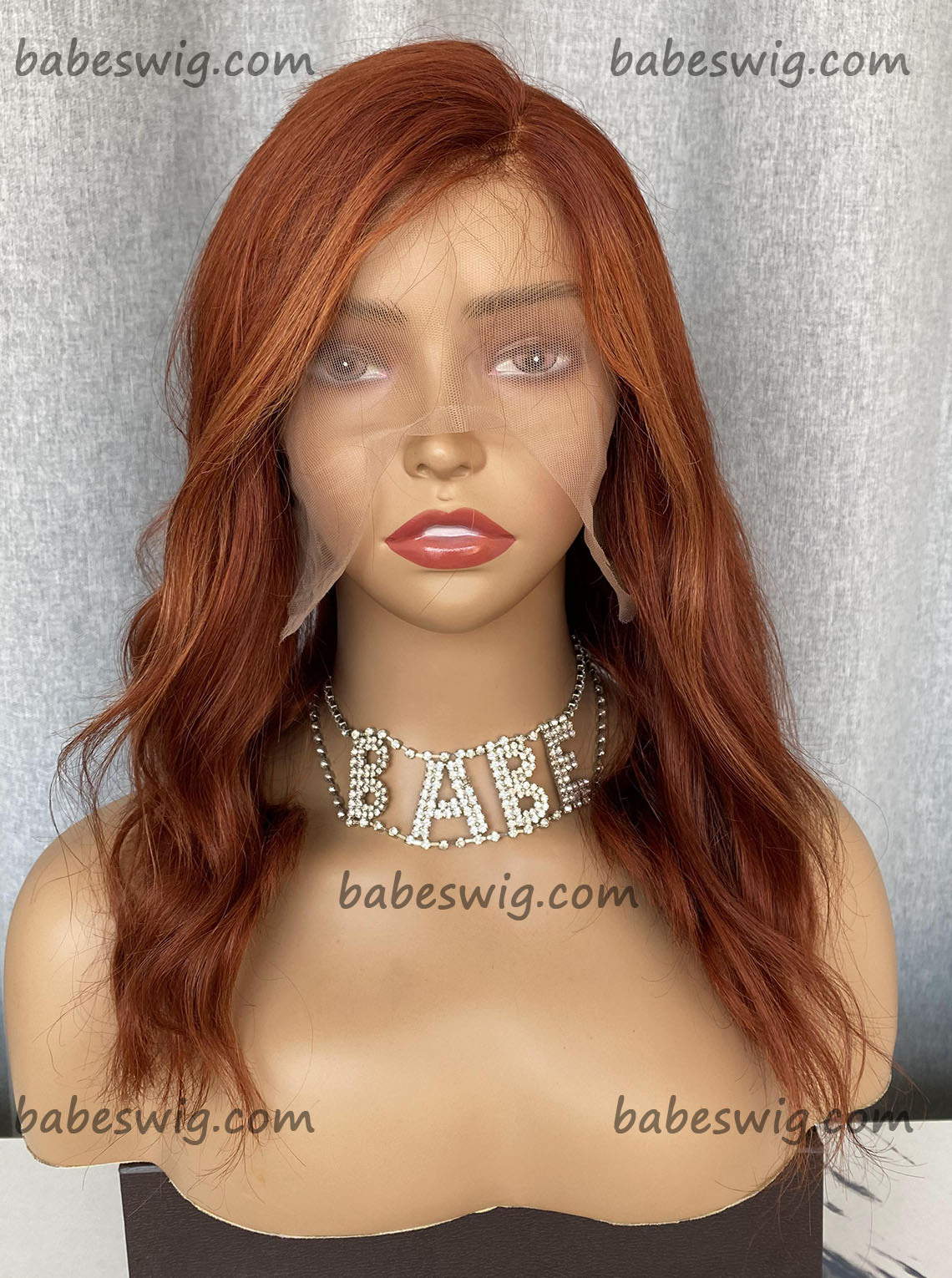 Red Human Hair Wig in Balayage Ginger Lace Front Wigs With Blonde Highlights