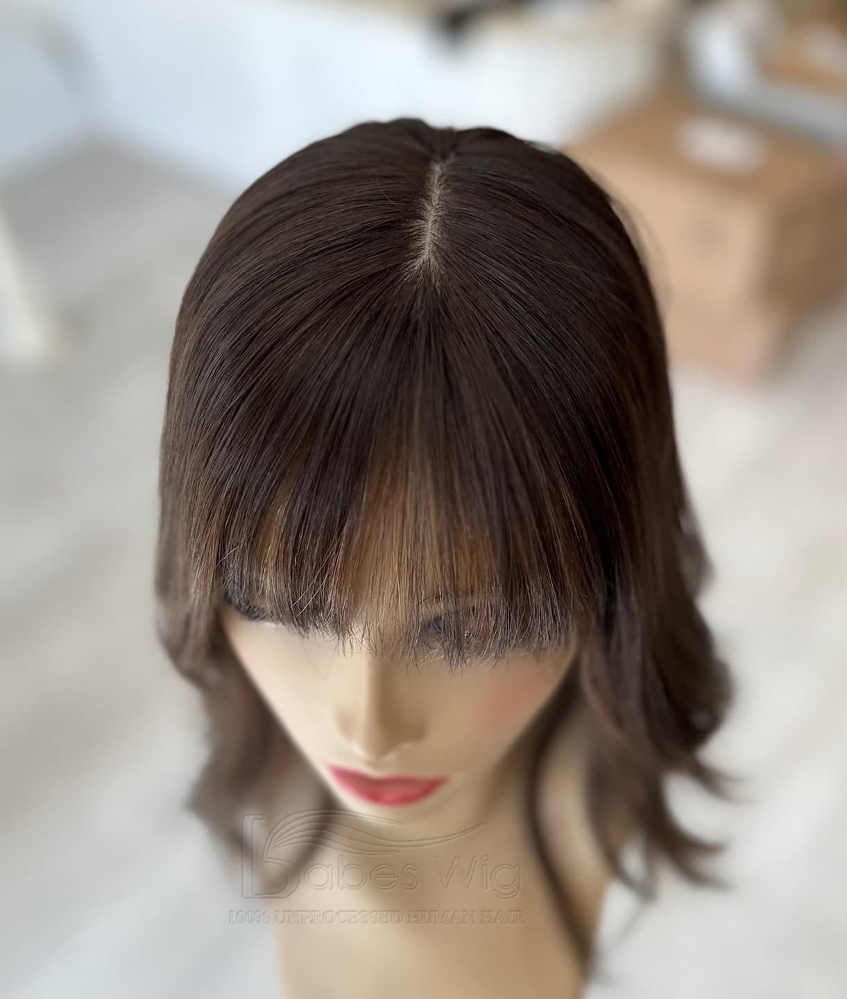 Highlights Brown Human Hair Toppers for Women with Thinning Crown Hair Toupee Hairpiece 5x6"-BabesWIG