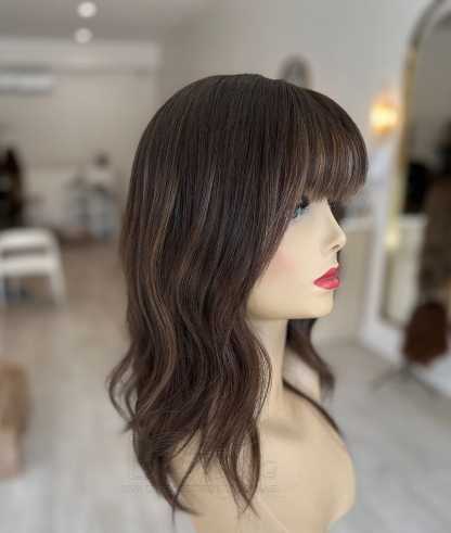 Highlights Brown Human Hair Toppers for Women with Thinning Crown Hair Toupee Hairpiece 5x6"-BabesWIG