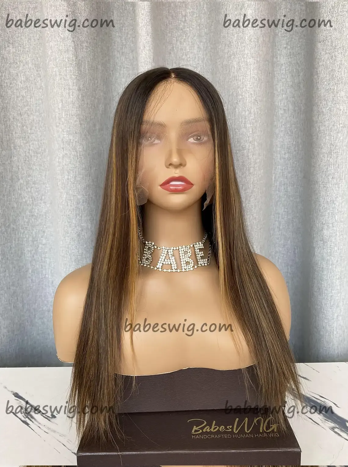 Silky Straight Blonde Highlights 100% Brazlian Human Hair Silk Top Lace Front Wigs For Women Glueless Wigs-BabesWIG