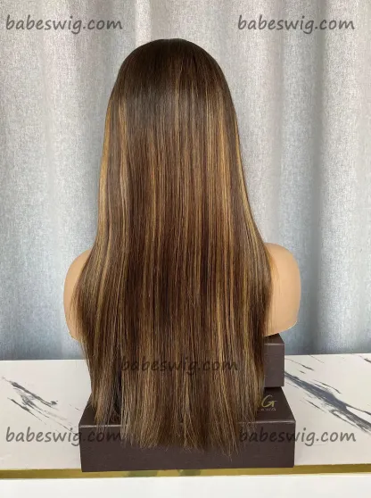 Silky Straight Blonde Highlights 100% Brazlian Human Hair Silk Top Lace Front Wigs For Women Glueless Wigs-BabesWIG