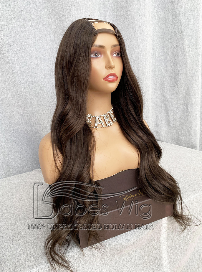 U Part Wigs Human Hair Long Wavy Human Hair U Shape Wigs for #2 dark brown Women Babeswig U part Wigs / Full Wig-BabesWIG