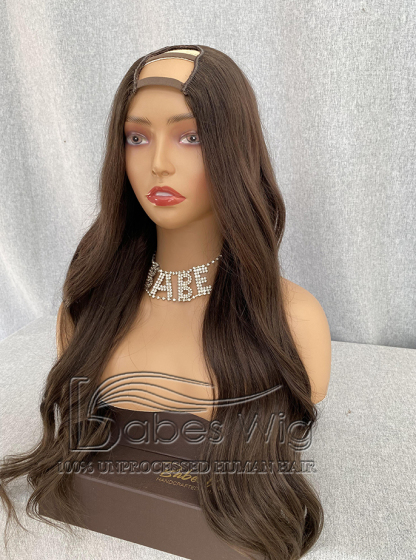 U Part Wigs Human Hair Long Wavy Human Hair U Shape Wigs for #2 dark brown Women Babeswig U part Wigs / Full Wig-BabesWIG