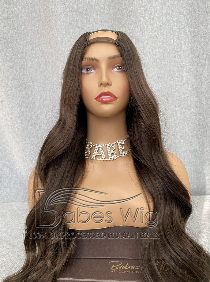 U Part Wigs Human Hair Long Wavy Human Hair U Shape Wigs for #2 dark brown Women Babeswig U part Wigs / Full Wig-BabesWIG