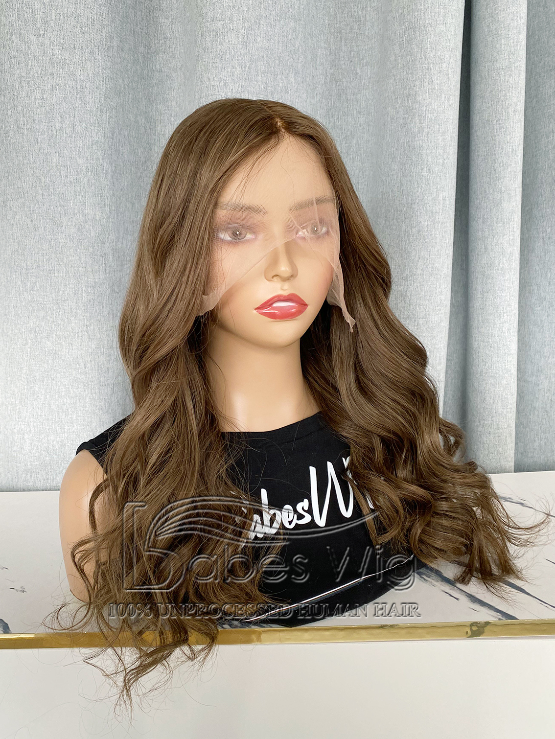 Light Ash Brown Human Hair Glueless Lace Front Wigs With Pre-plucked Natural Hairline