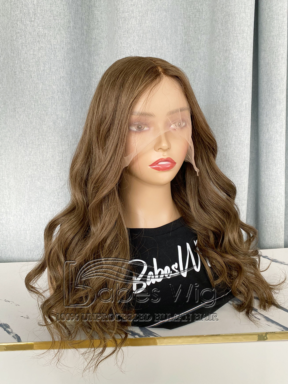 Light Ash Brown Human Hair Glueless Lace Front Wigs With Pre-plucked Natural Hairline