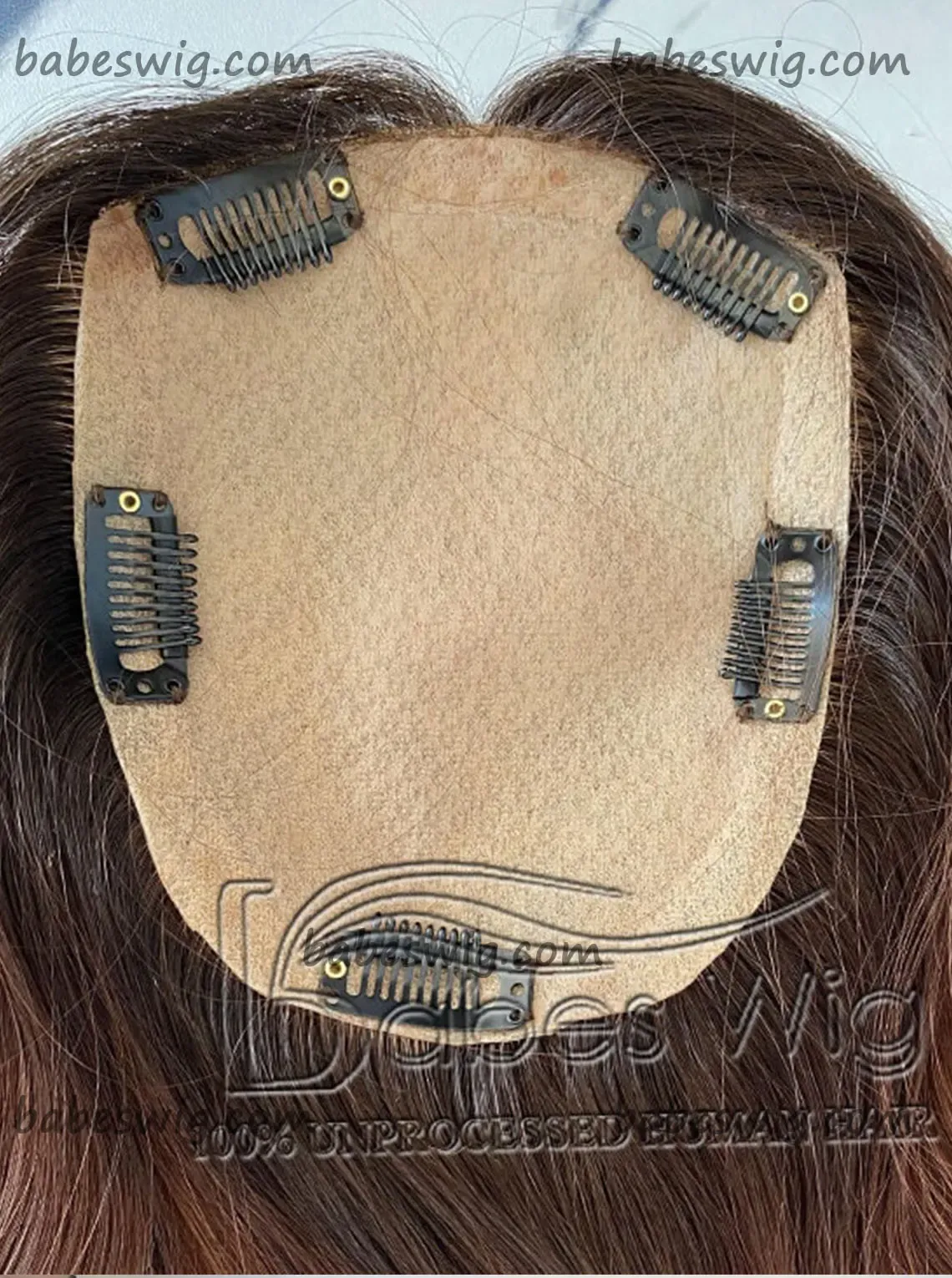 Highlights Brown Human Hair Toppers for Women with Thinning Crown Hair Toupee Hairpiece 5x6"-BabesWIG