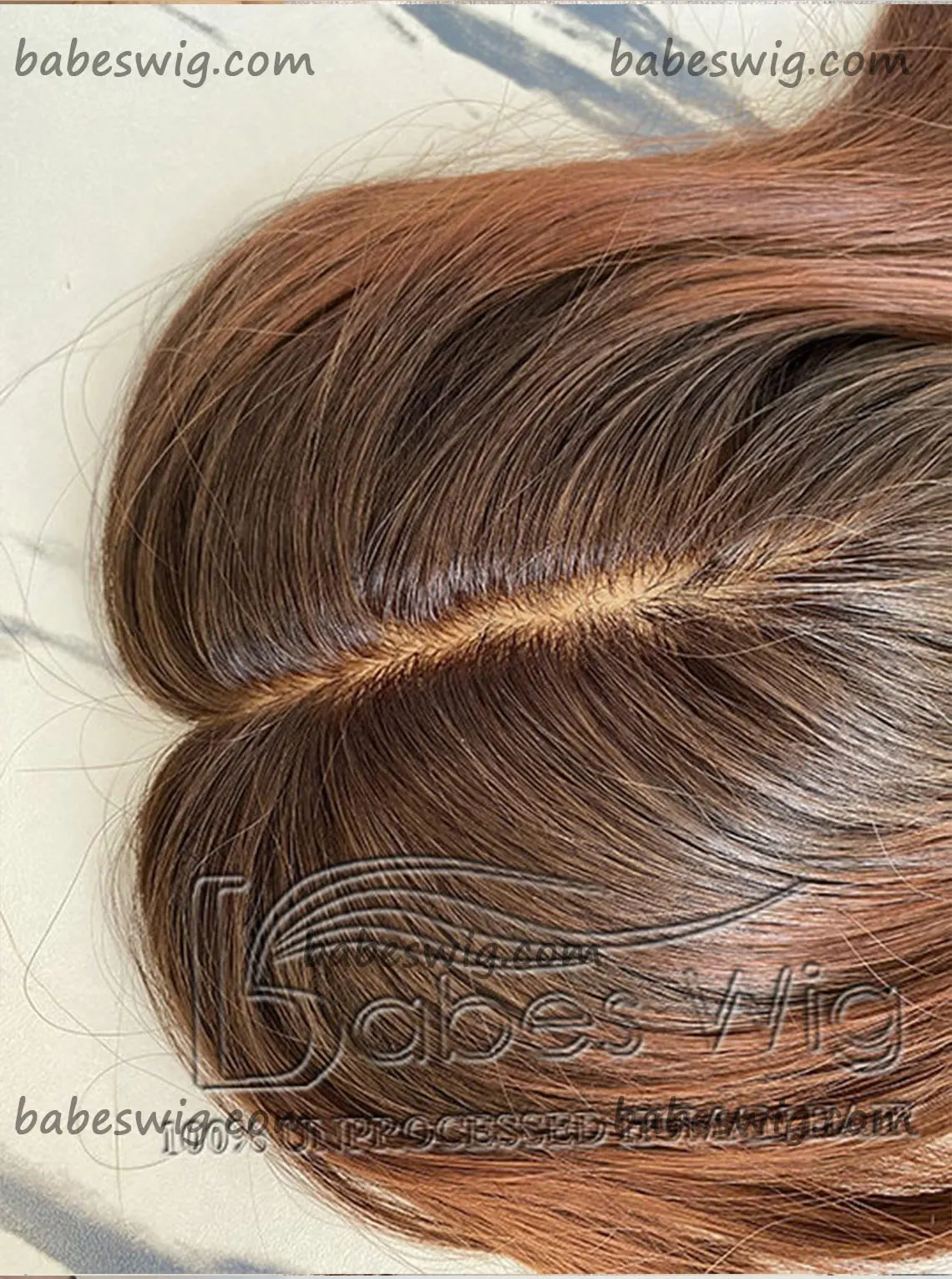 5*6 Size dark brown to copper-brown Human Hair Silk base Topper For Women Piece Cover Breathable Silk Top Toupee with Clips in-BabesWIG