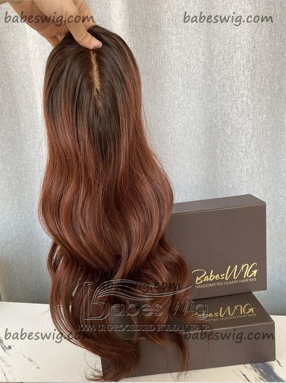 5*6 Size dark brown to copper-brown Human Hair Silk base Topper For Women Piece Cover Breathable Silk Top Toupee with Clips in-BabesWIG