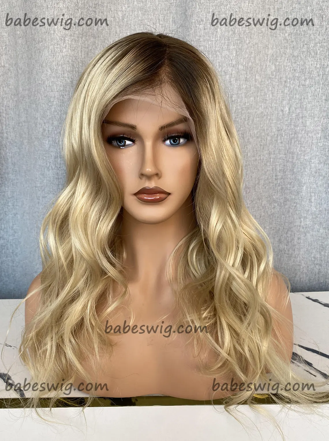 Blonde Wig with Brown Roots – Lace Front Wig-BabesWIG