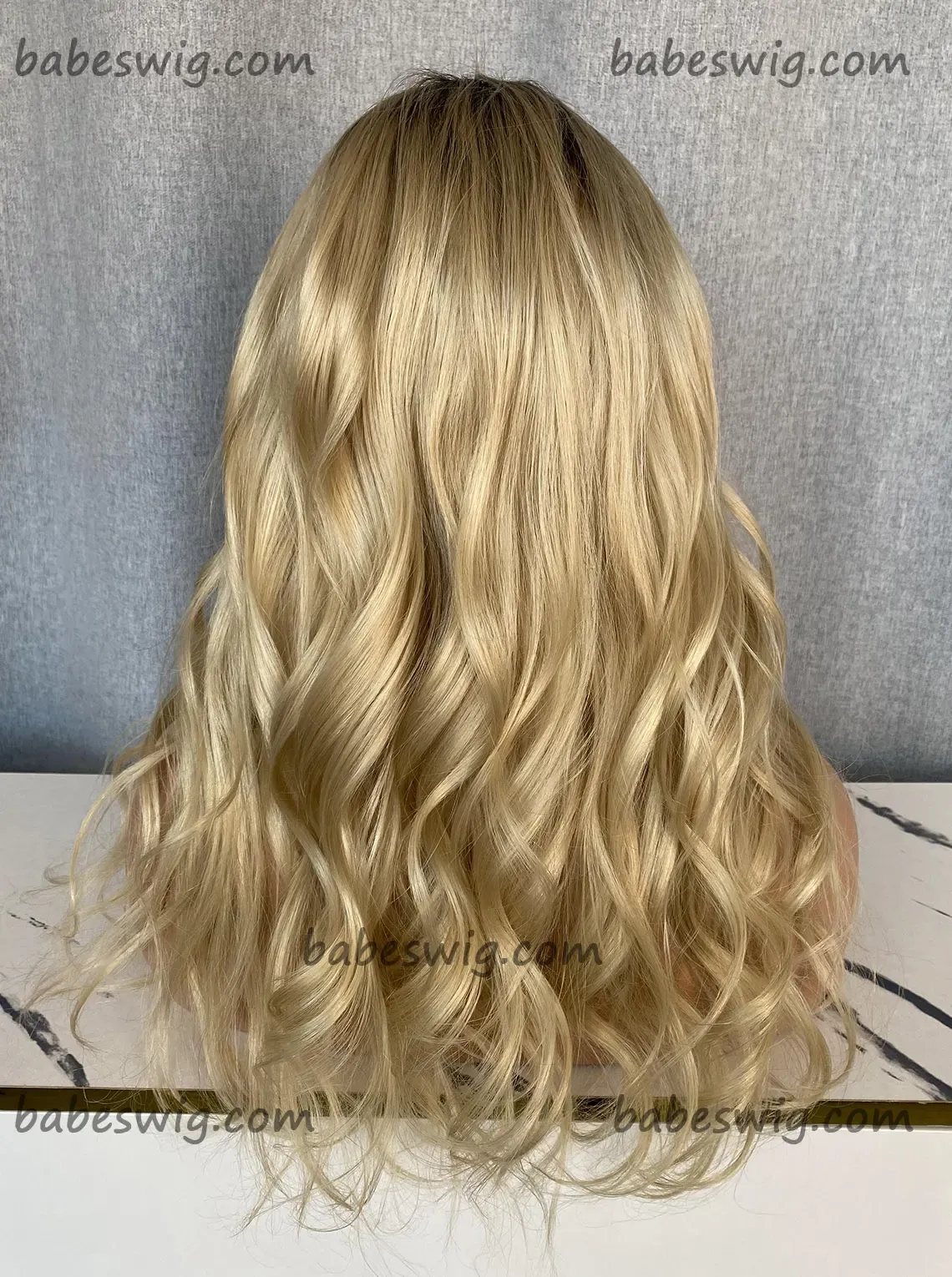 Blonde Wig with Brown Roots – Lace Front Wig-BabesWIG