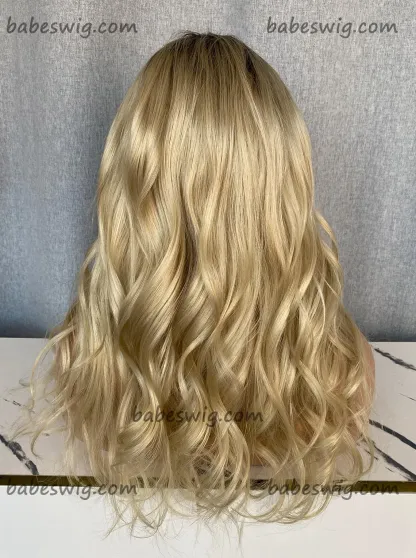 Blonde Wig with Brown Roots – Lace Front Wig-BabesWIG