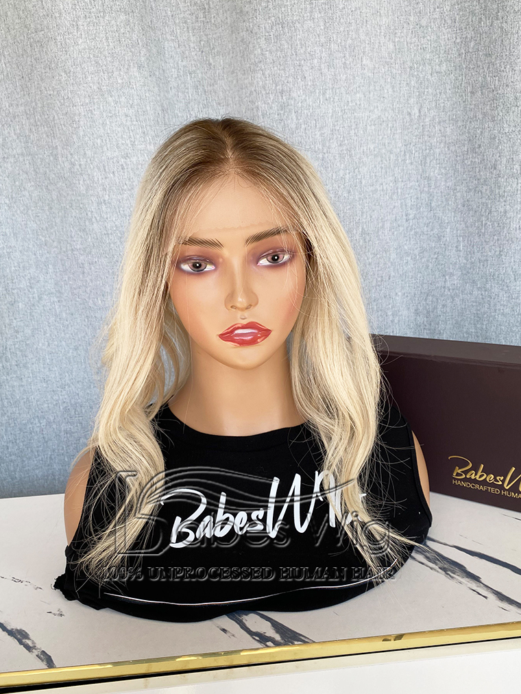 Custom 8*8 human hair lace front topper with ombre blonde color