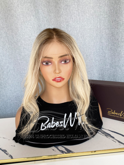 Custom 8*8 human hair lace front topper with ombre blonde color