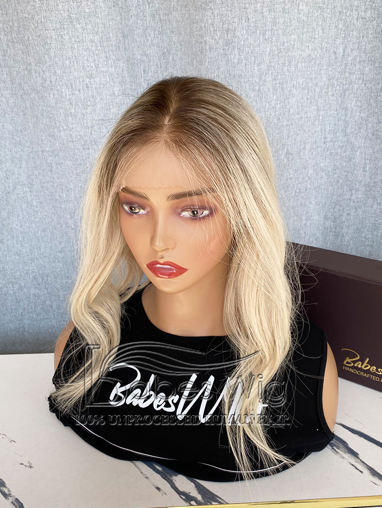 Custom 8*8 human hair lace front topper with ombre blonde color