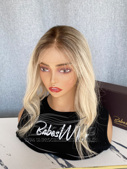 Custom 8*8 human hair lace front topper with ombre blonde color