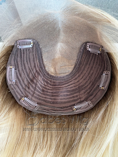 Custom 8*8 human hair lace front topper with ombre blonde color