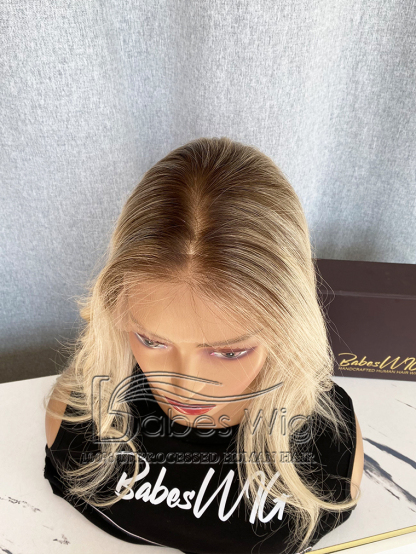 Custom 8*8 human hair lace front topper with ombre blonde color