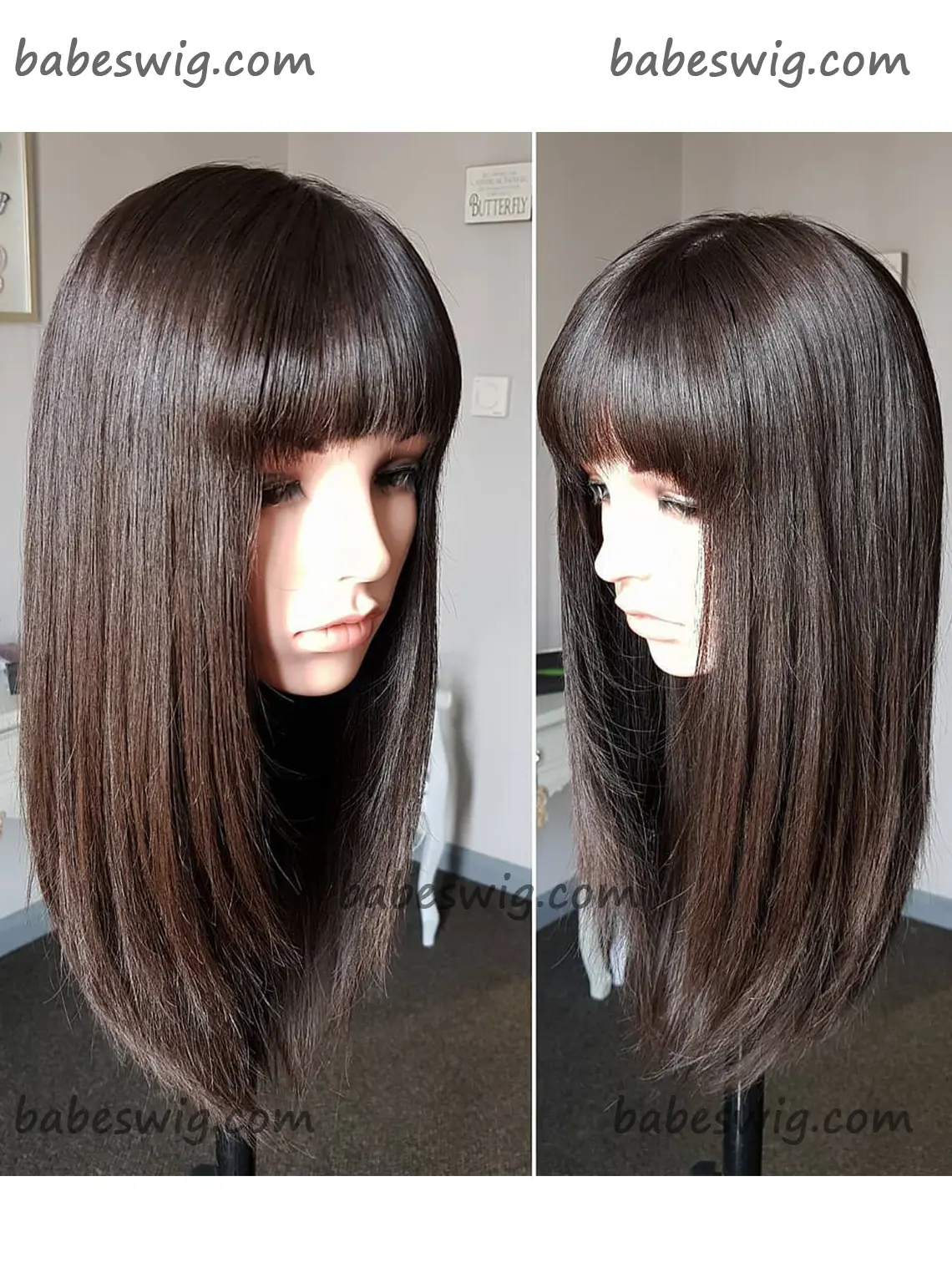 Warm Brown Human Hair Lace Front Wigs With Bangs Online