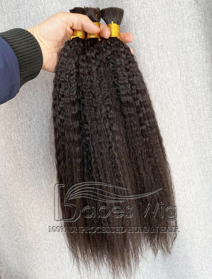 100% human hair braiding hair kinky straight bulk hair for braiding