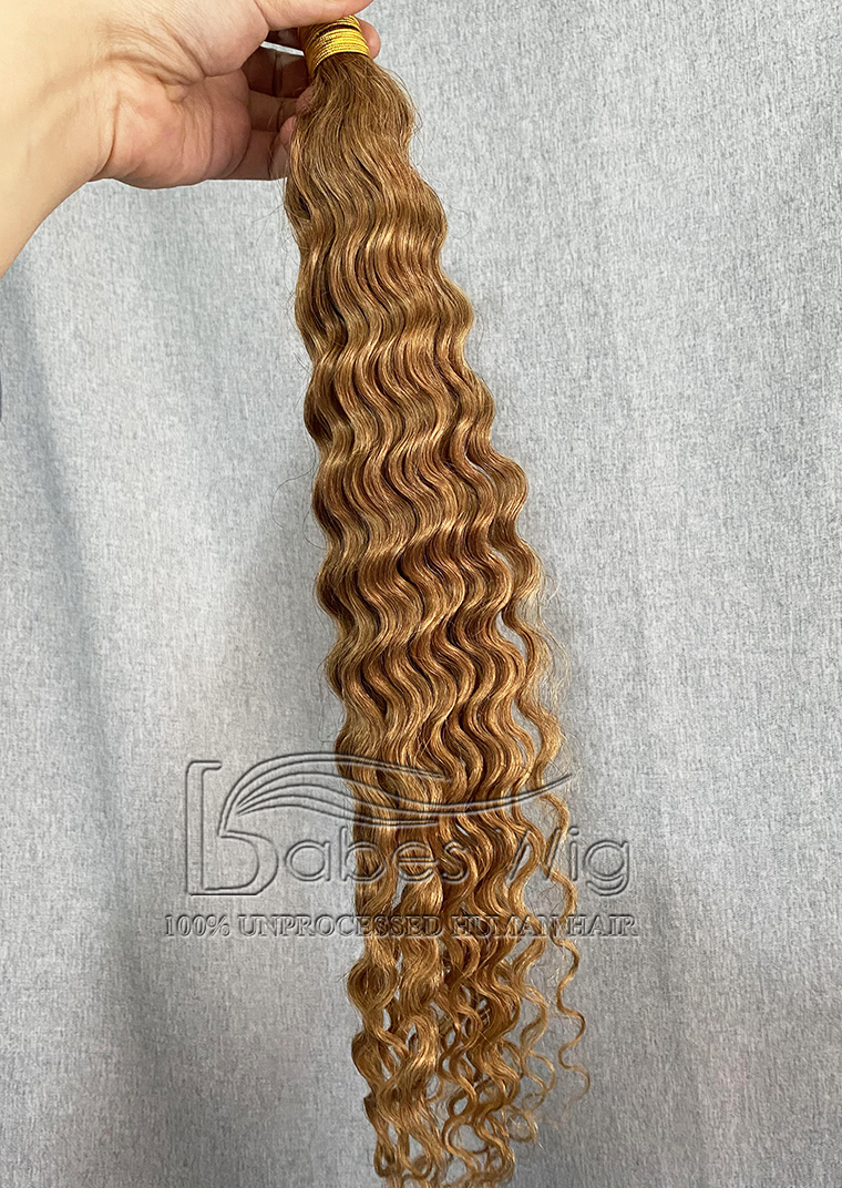 Blonde 100% Brazilian Virgin Human Hair Deep Curly Bulk Hair For Braiding Color #27 Curly Human Hair Curly Hair Bulk Hair No Weft-BabesWIG