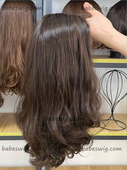 Brunette Human Hair Wigs For Women - Lace / Silk Top Glueless Wigs-BabesWIG