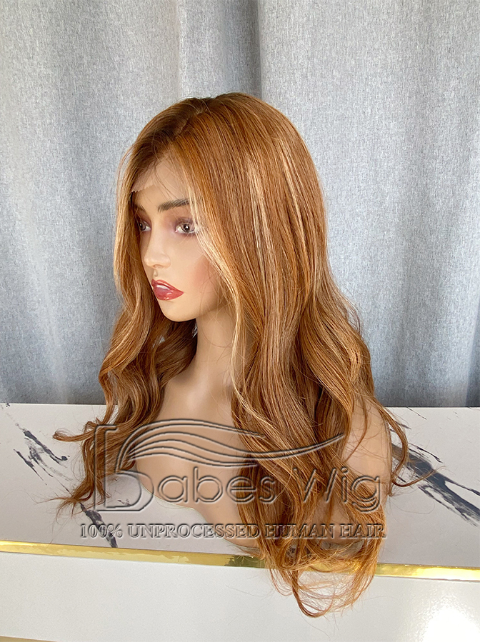 Custom Color 100% Human Hair Silk Top Lace Front Wig