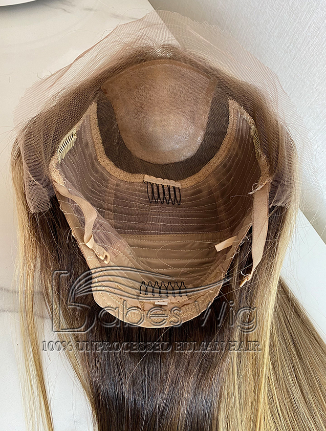 Balayge Straight Human Hair Silk Top Lace Front Wig 