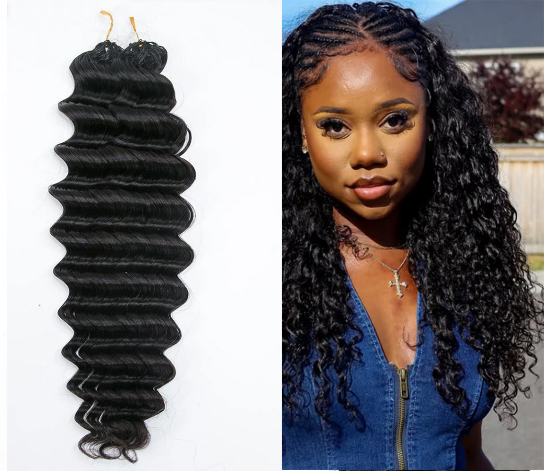 Human Crochet Hair deep Wave Natural Color
