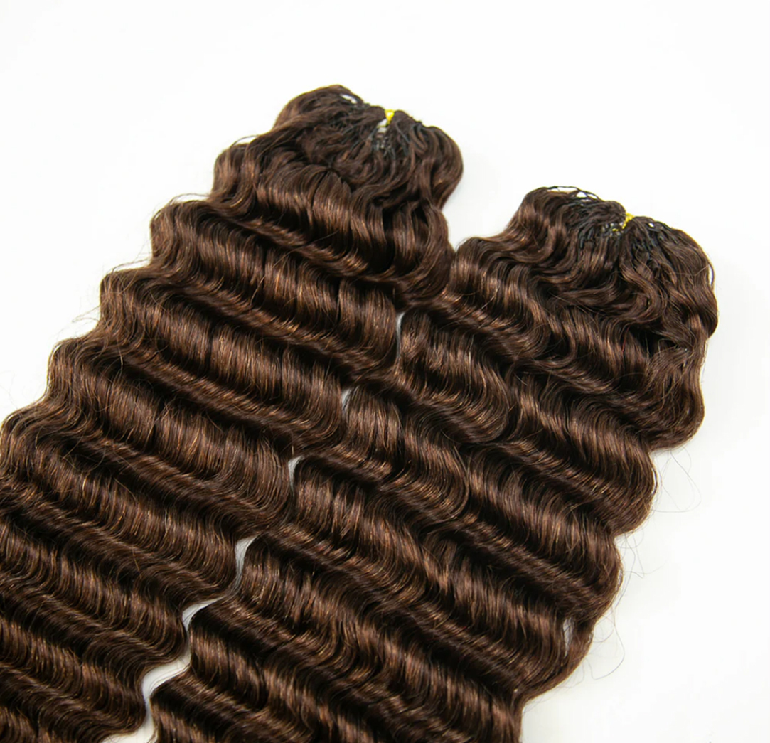 #4 Brown Deep Wave Lightweight Crochet Human Hair