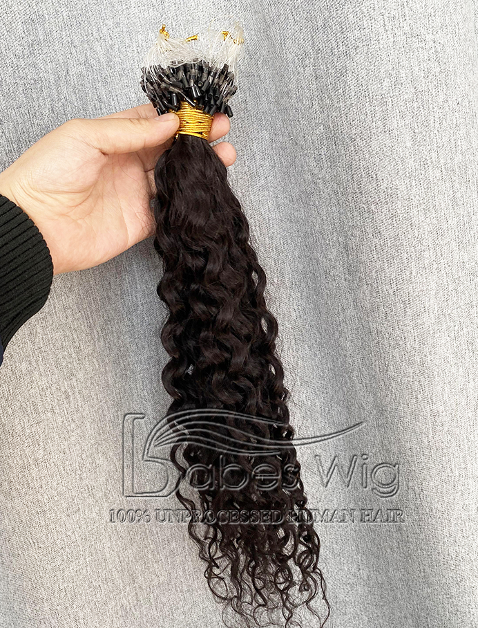 [Copy]micro ring hair extensions  1 gram per strand brazilian human hair Curly micro loop extensions