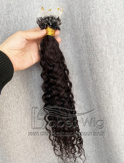 [Copy]micro ring hair extensions  1 gram per strand brazilian human hair Curly micro loop extensions